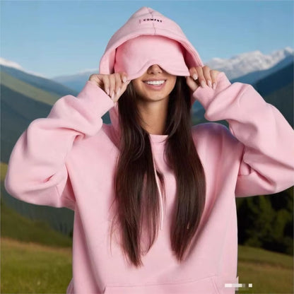 Elevate Your Autumn Style: Cozy Solid Color Hoodie with Built-In Eye Mask for Effortless Comfort and Chic Casual Looks