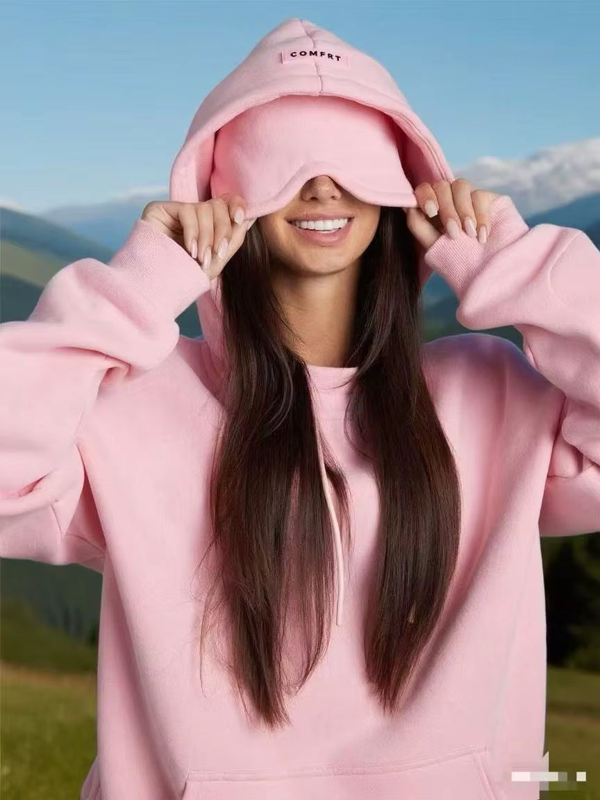 Elevate Your Autumn Style: Cozy Solid Color Hoodie with Built-In Eye Mask for Effortless Comfort and Chic Casual Looks