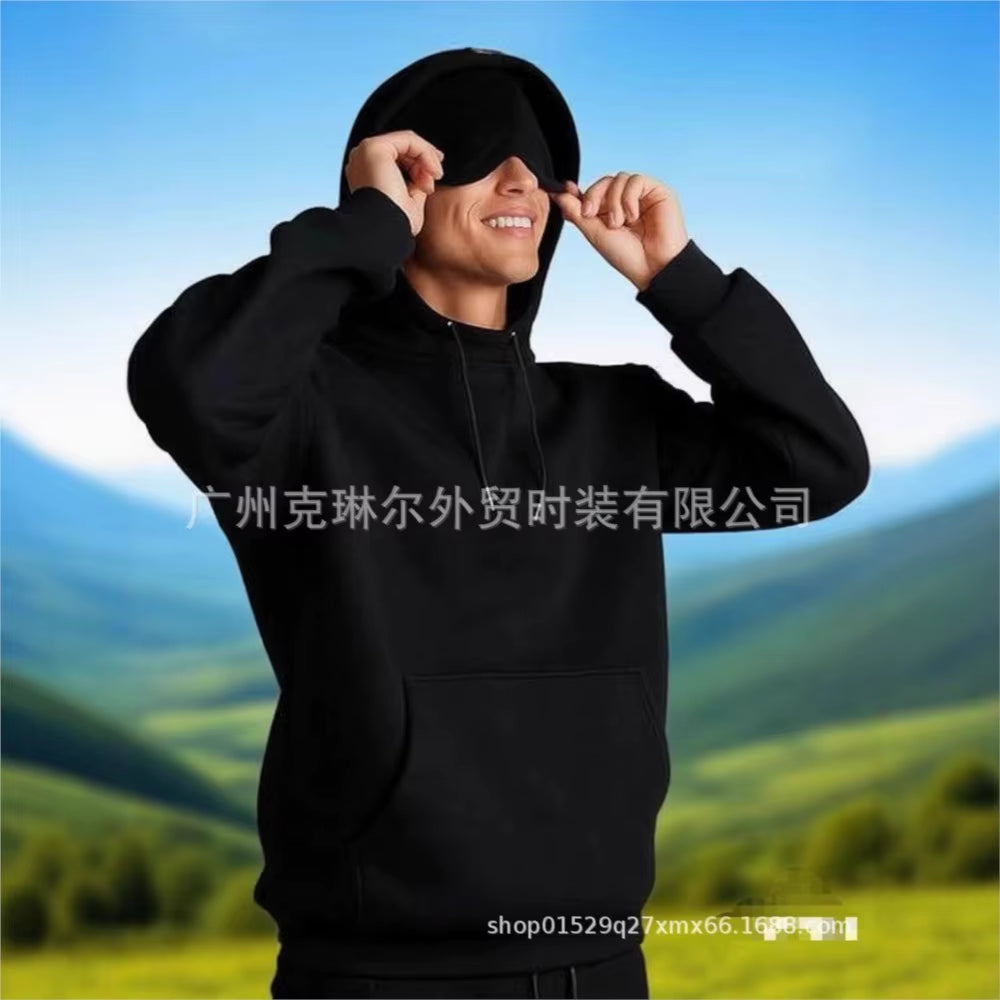 Elevate Your Autumn Style: Cozy Solid Color Hoodie with Built-In Eye Mask for Effortless Comfort and Chic Casual Looks