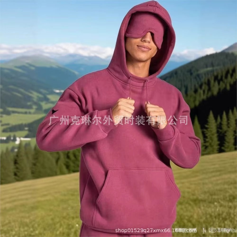 Elevate Your Autumn Style: Cozy Solid Color Hoodie with Built-In Eye Mask for Effortless Comfort and Chic Casual Looks